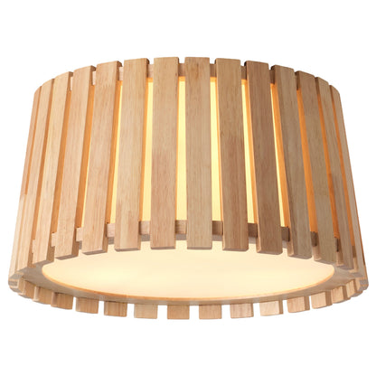 3-Light Farmhouse Natural Wood Flush Mount Light