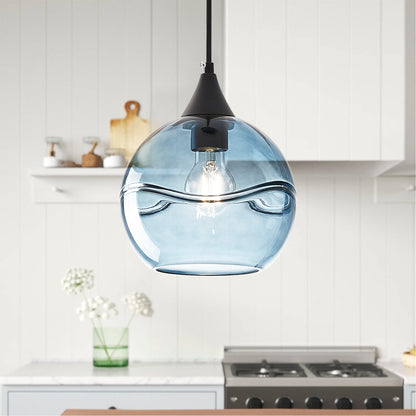 1-Light Blue Ball Shade Pendant Lighting