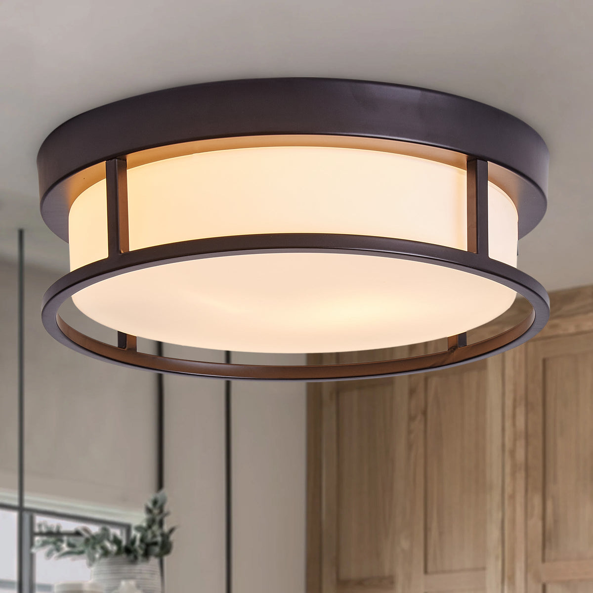 2-Lights Round Shade Flush Mount Lighting