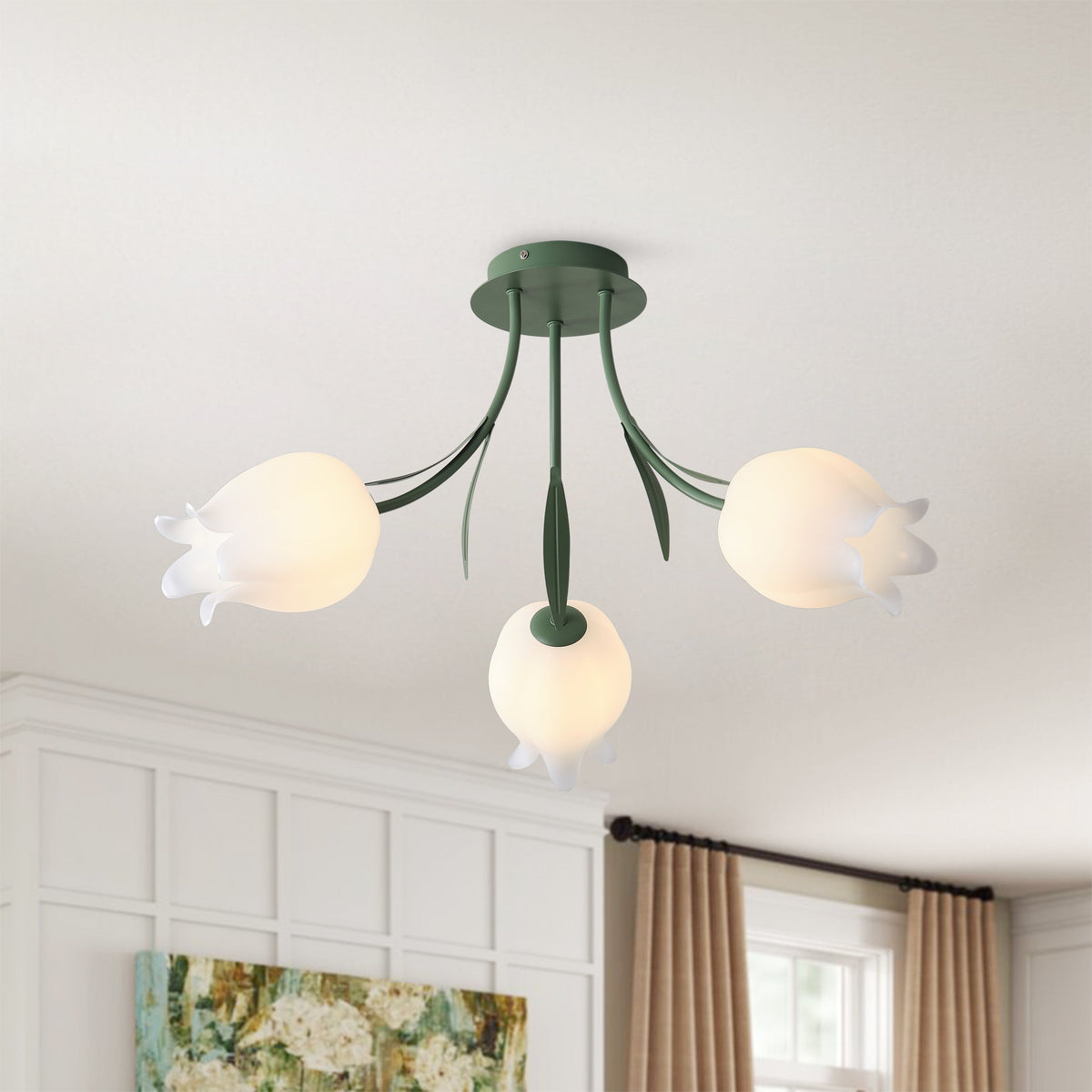 3-Light & 9-Light Flower Bouquet Shape Creative Semi-Flush Mount Lighting