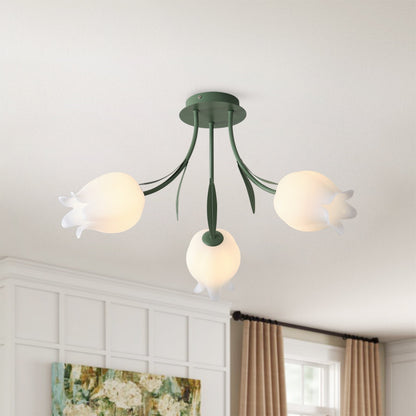 3-Light & 9-Light Flower Bouquet Shape Creative Semi-Flush Mount Lighting
