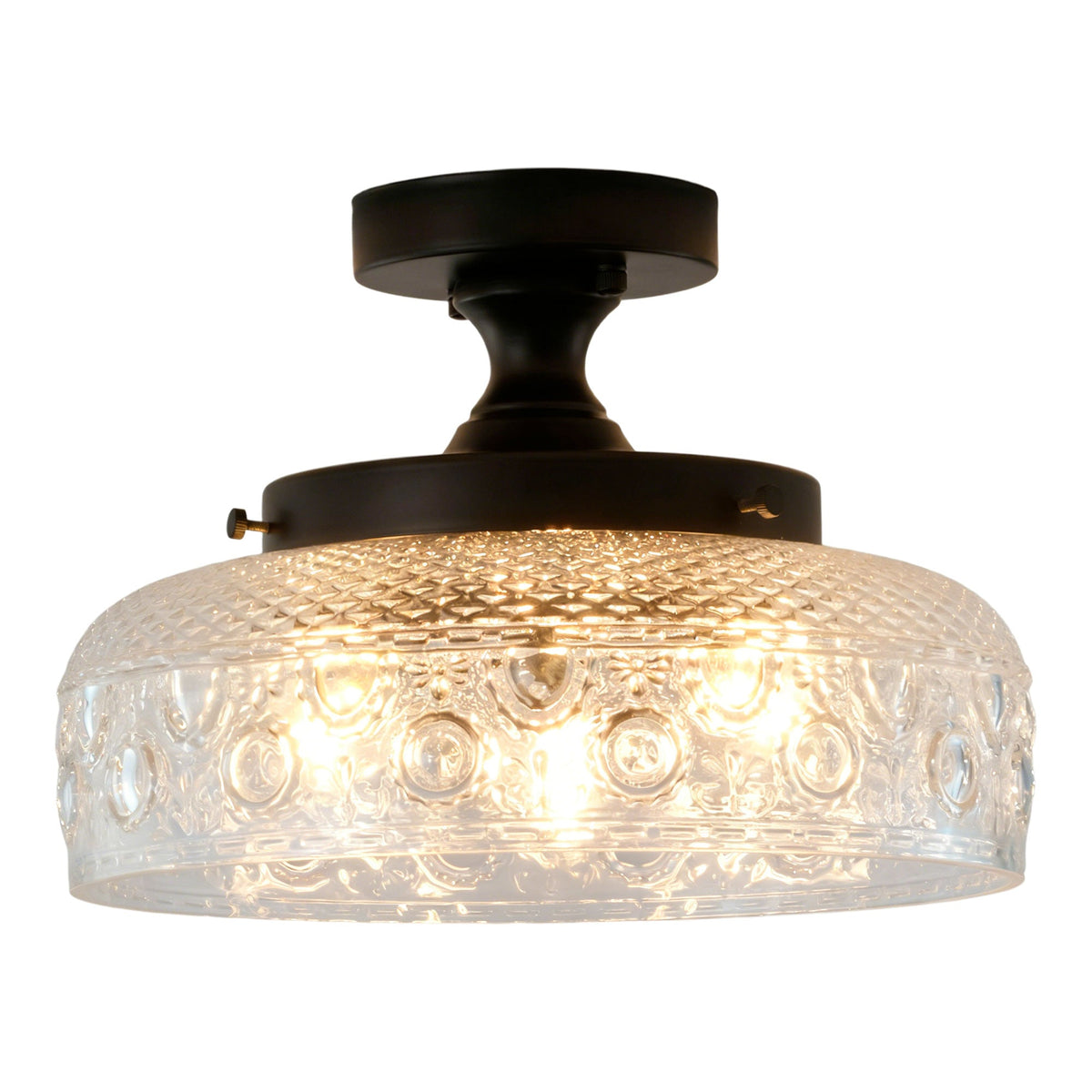 3-Light Modern Ceiling Light Clear Glass Black Fixture