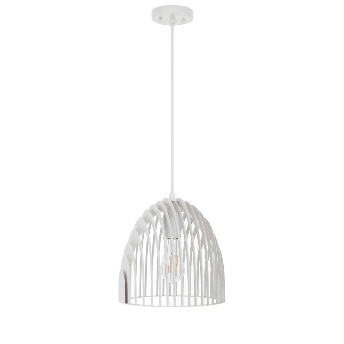1-Light Round Metal Shade Openwork Design Pendant Lighting