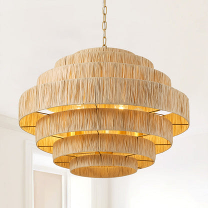 5-Lights Multi-Layer Cylindrical Stack Design Pendant Lighting