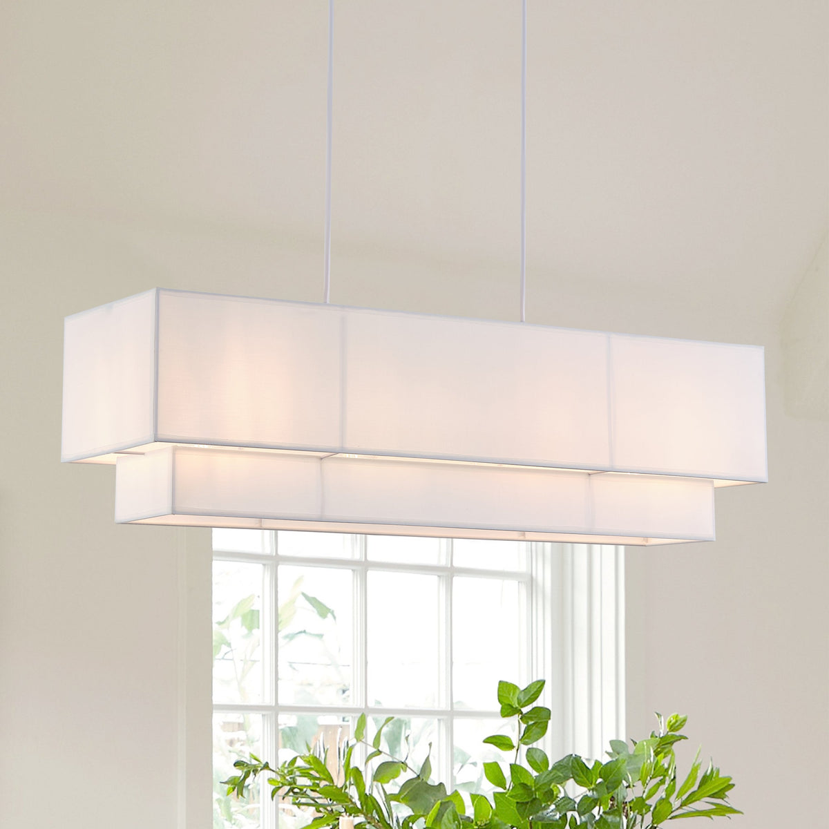 3-Light 35.43'' Oversize Fabric Rectangular Shade Island Lighting