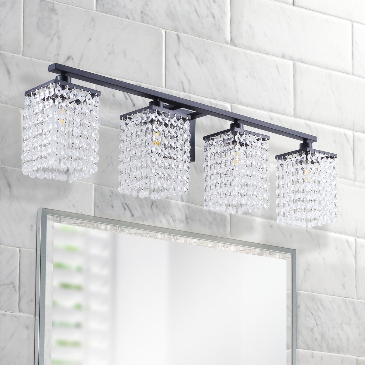 3-Lights & 4-Lights Crystal Square Design Vanity Lighting