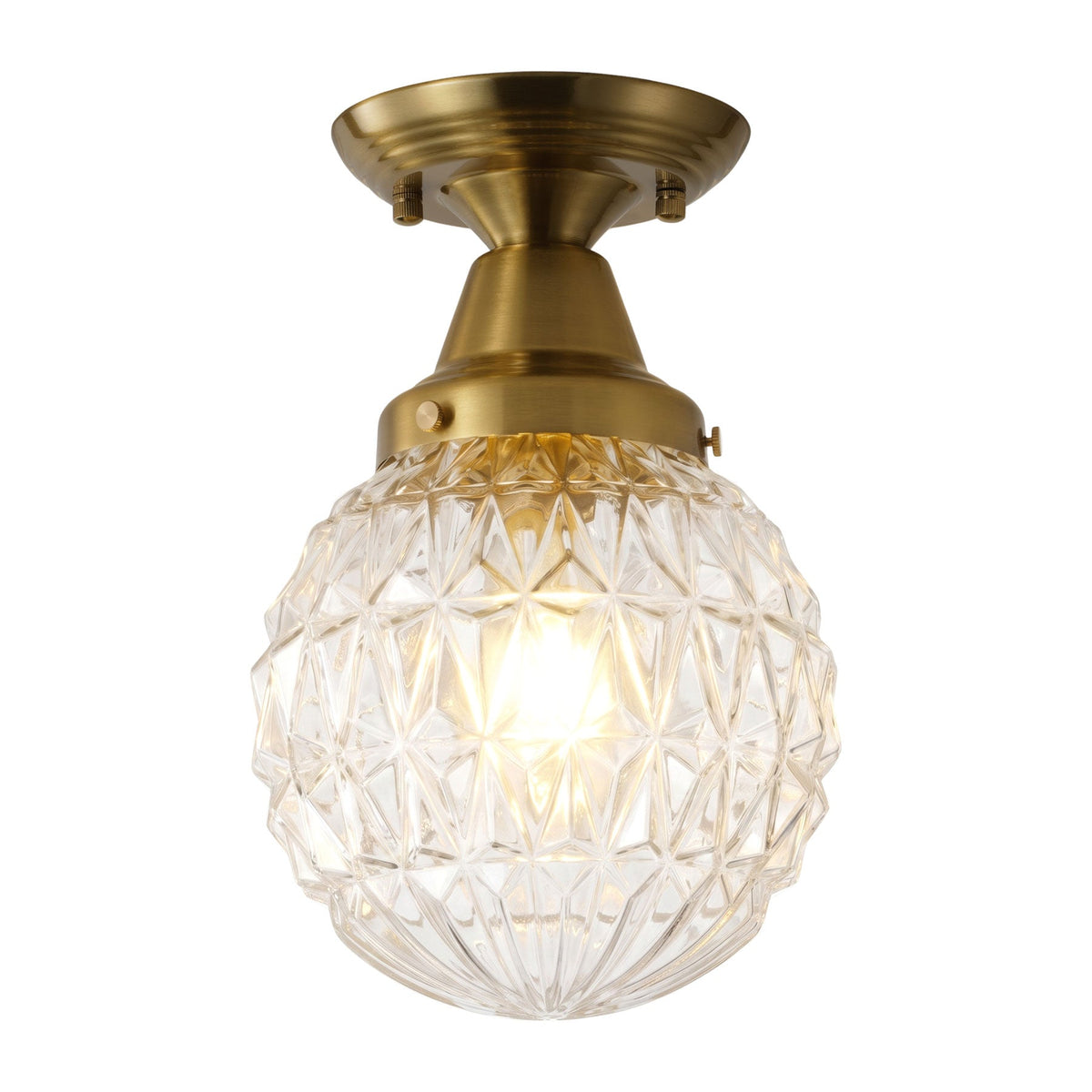 1-Light Clear Glass Semi Flush Ceiling Light for Entryway