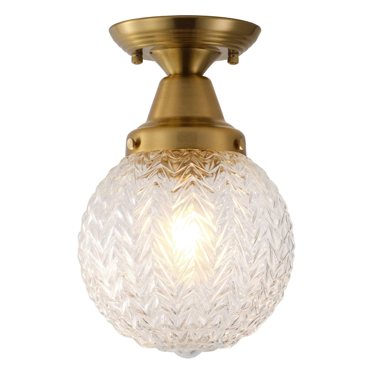 1-Light Clear Textured Glass  Semi Flush Mount Light