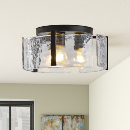 3-Lights Water Streaks Design Flush Mount Lighting