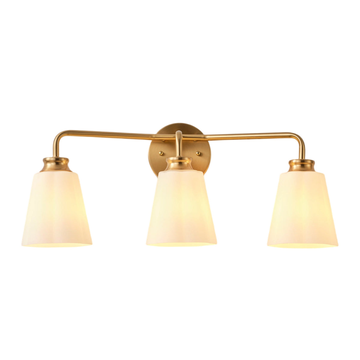 3-Light Gold Opal Glass Bathroom Vanity Light