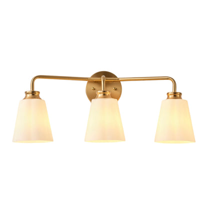 3-Light Gold Opal Glass Bathroom Vanity Light