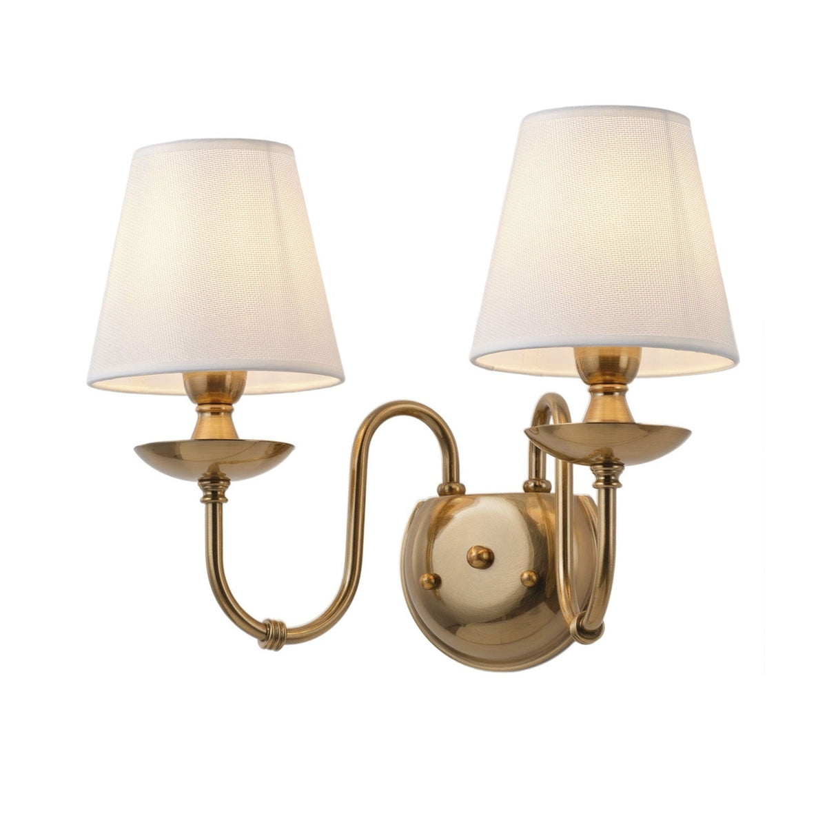 2 Light Vintage Wall Sconce With White Fabric Shade