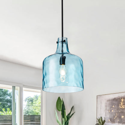 1-Light Modern with Textured Glass Shade Pendant Lighting