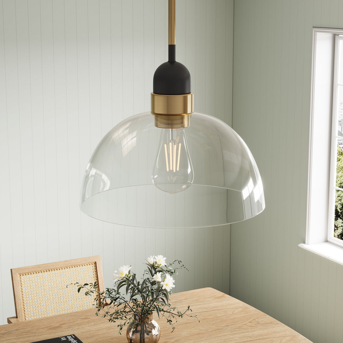 1-Light Industrial Clear Glass Pendant Lighting