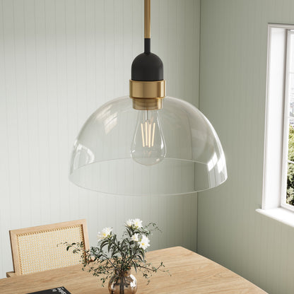 1-Light Industrial Clear Glass Pendant Lighting