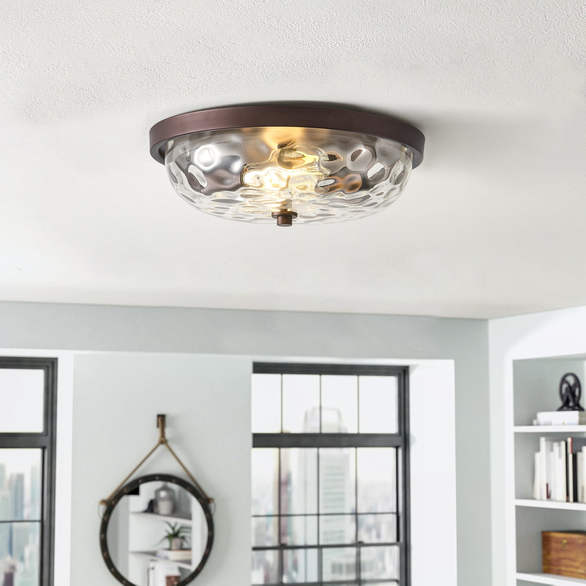 2-Lights Farmhouse Round Shape Flush Mount Lighting