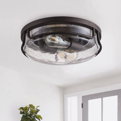 2-Lights Metal Frame with Glass Flush Mount Lighting