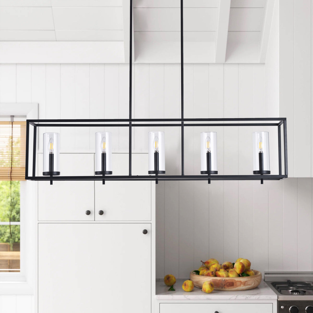 5-Lights Modern Classic Glass Shape Kitchen Island Lights