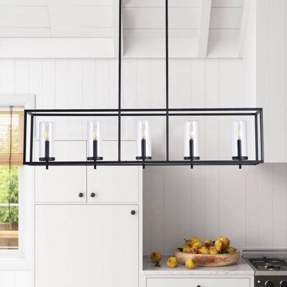 5-Lights Modern Classic Glass Shape Kitchen Island Lights