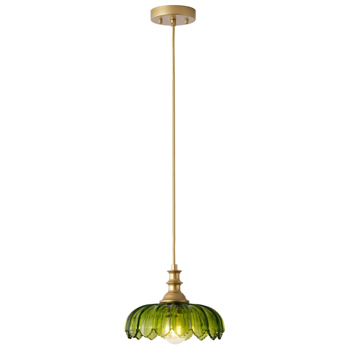 1-Light Amber/ Green/ Clear Vintage Petal Glass Pendant Light