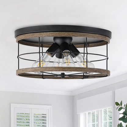 4-Lights Round Metal Frame Openwork Design Flush Mount Lighting