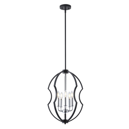 5-Light Black Farmhouse Cage Chandelier for Dining Room