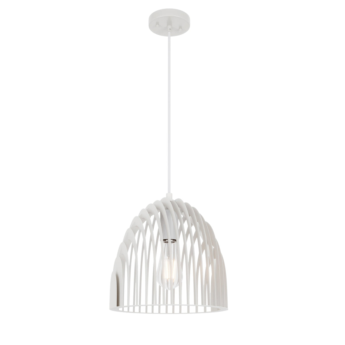 1-Light Round Metal Shade Openwork Design Pendant Lighting
