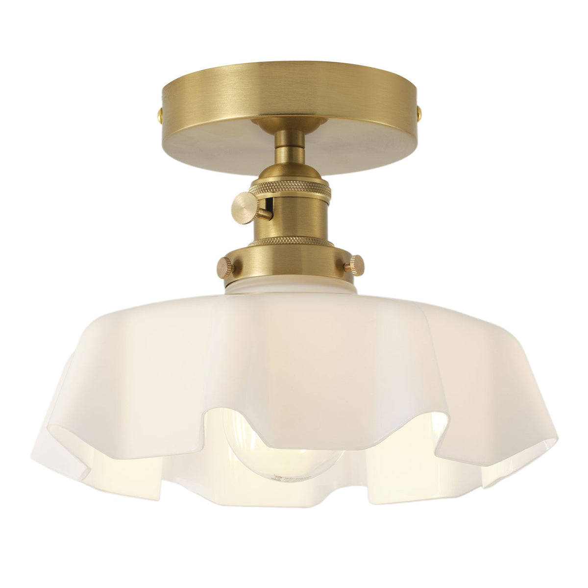 1-Light Copper Ceiling Light With White Glass Shade