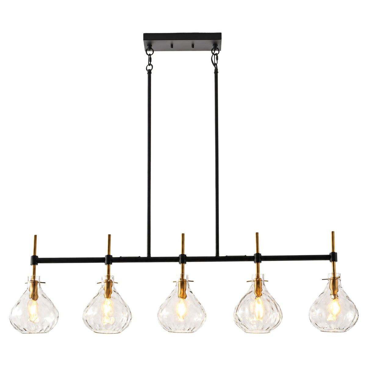 5-Light Linear Kitchen Island Chandelier with Clear Glass