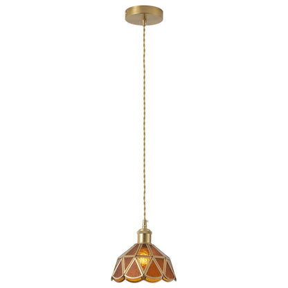 1 Light Tiffany Style Amber Glass Pendant Light