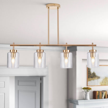 4-Light & 6-Light Gold Modern Linear Glass Shape Kitchen Island Lights