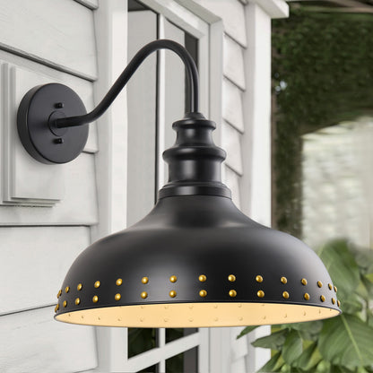1-Light Spray-Painted with Gold Dots Bowl-Shaped Wall Light