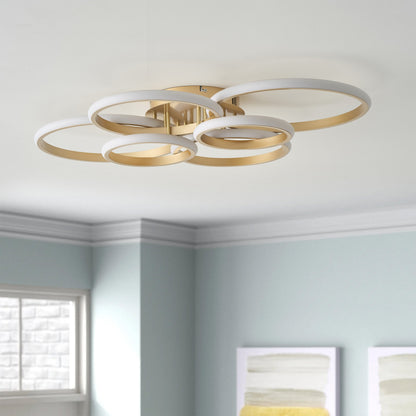 6-Lights Modern Style Six Circular Shapes Dimmable LED Semi-Flush Mount Lighting