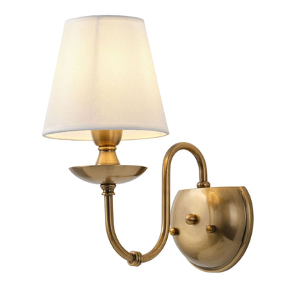 1 Light Vintage Wall Sconce With White Fabric Shade