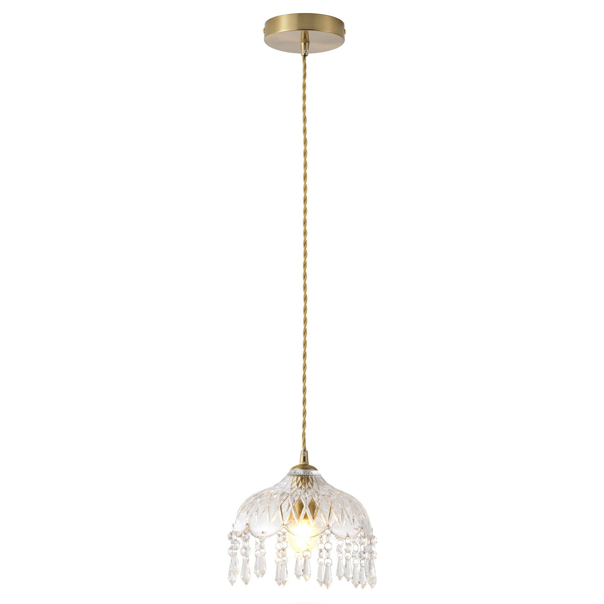 3-Light Clear Crystal Fringe Pendant Light
