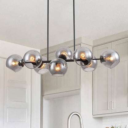 8-Lights Smoke Gray Spherical Kitchen Island Lights