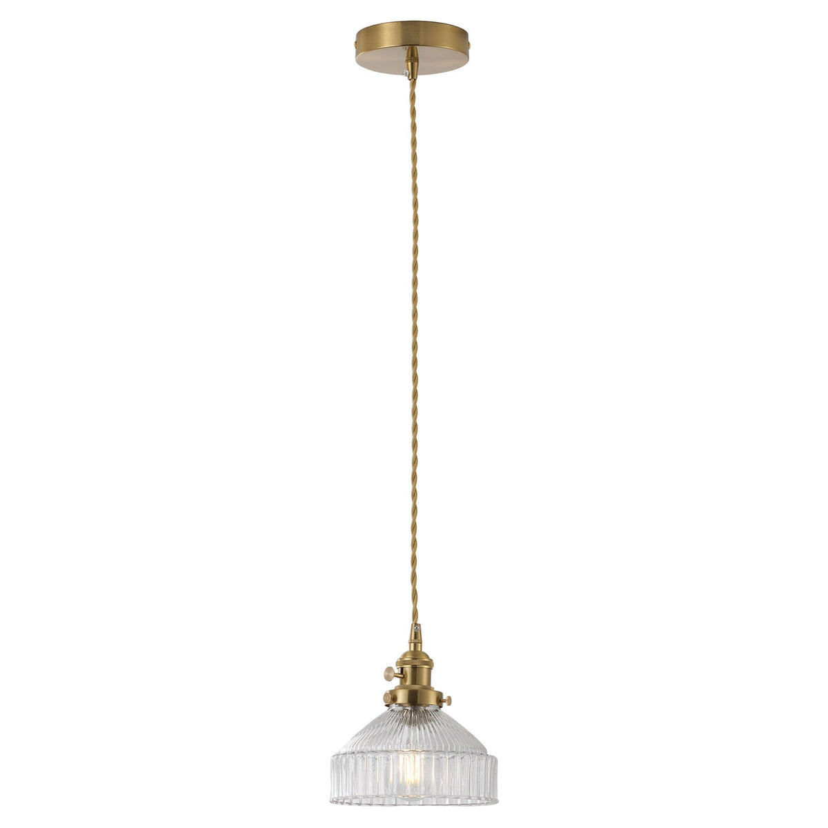 1-Light Reeded Cylinder Pendant for Kitchen Island
