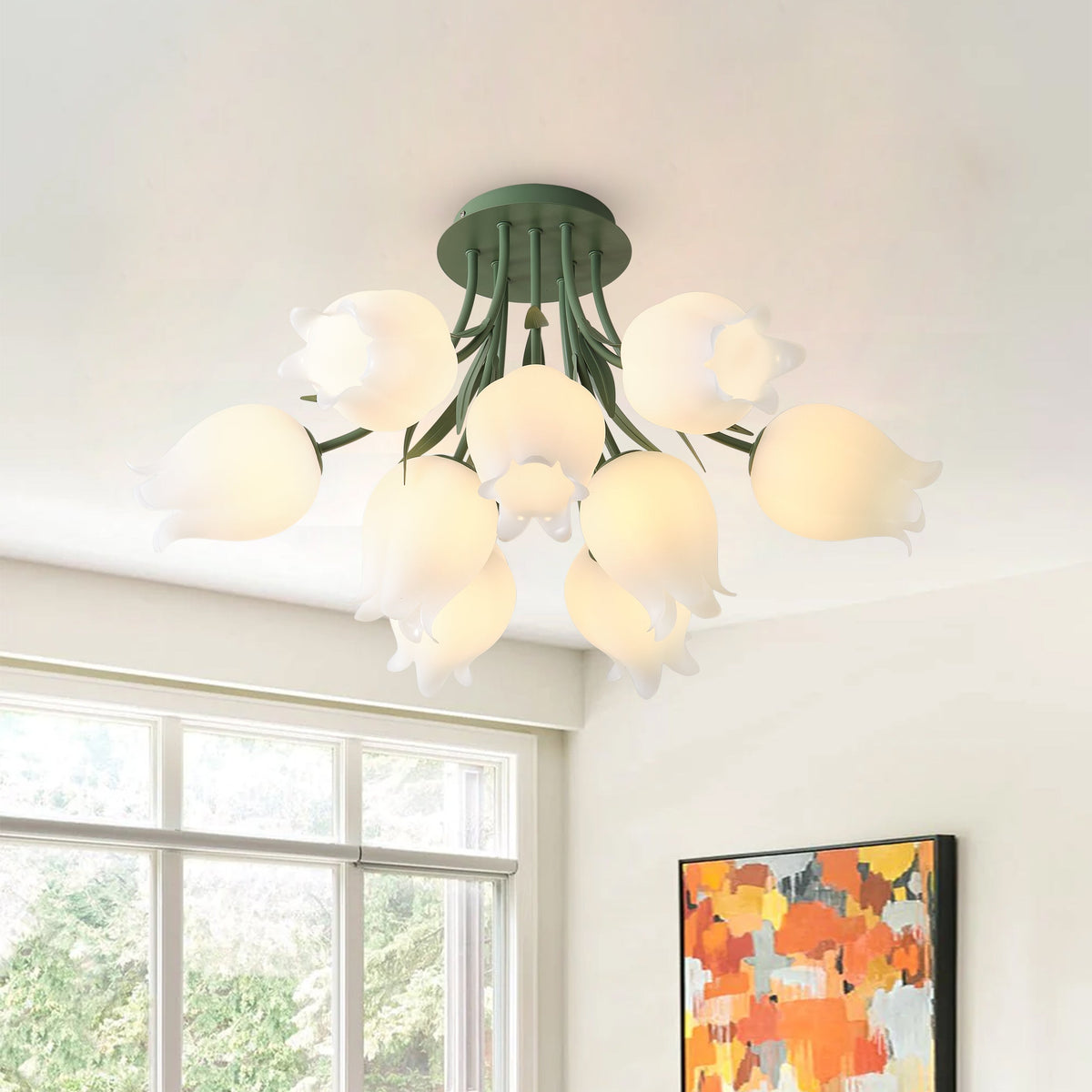 3-Light & 9-Light Flower Bouquet Shape Creative Semi-Flush Mount Lighting