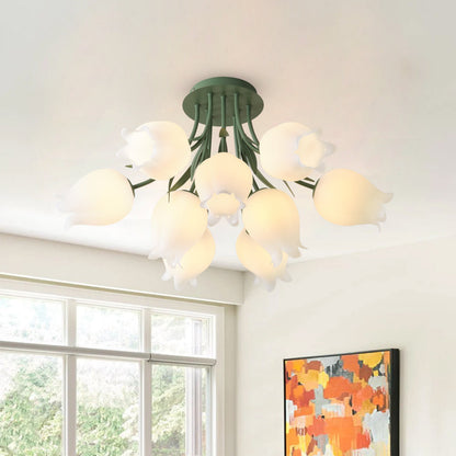 3-Light & 9-Light Flower Bouquet Shape Creative Semi-Flush Mount Lighting