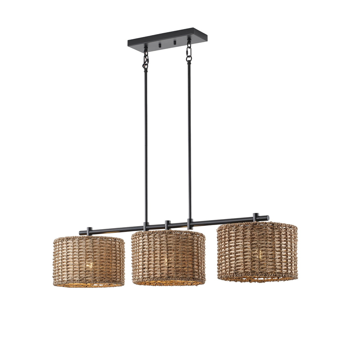 3-Light Boho Chandelier Woven Pendant for Kitchen