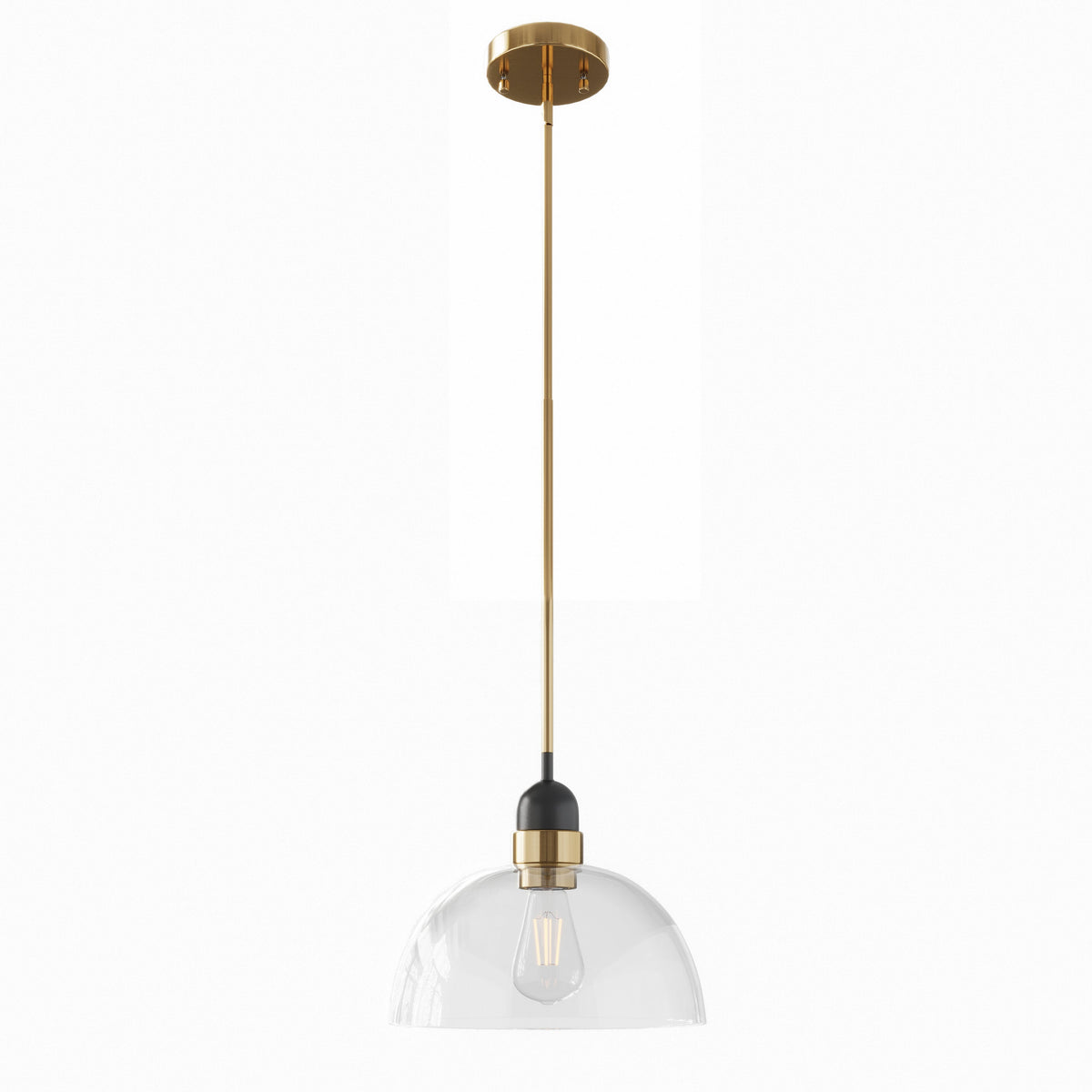 1-Light Industrial Clear Glass Pendant Lighting