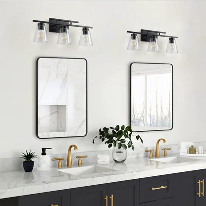 3-Light & 4-Light Dimmable Bathroom Clear Glass Wall Vanity Lighting