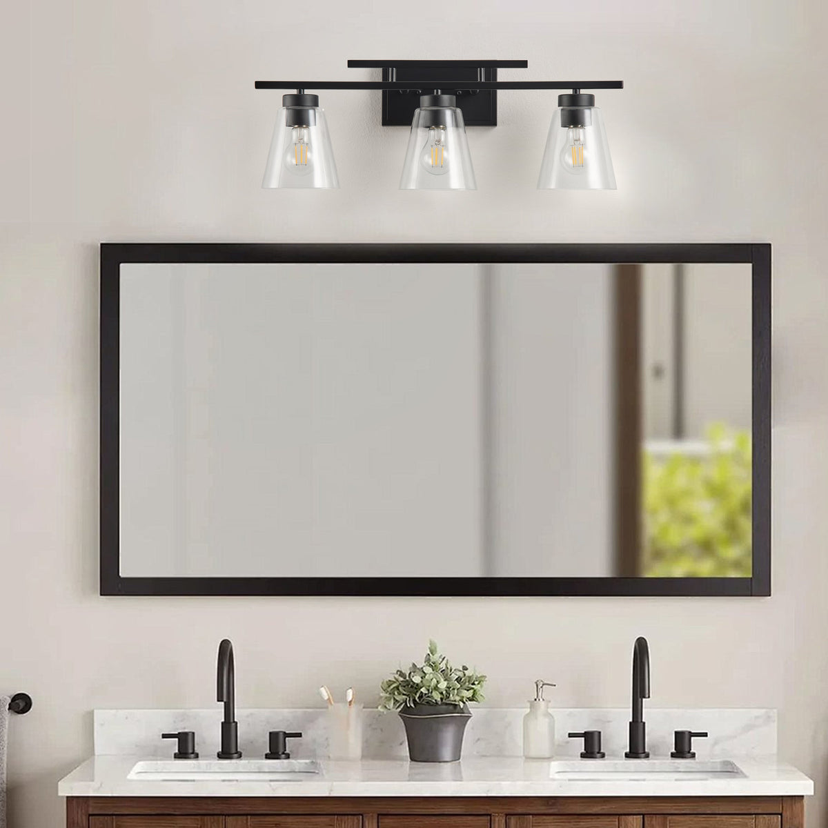 3-Light & 4-Light Dimmable Bathroom Clear Glass Wall Vanity Lighting