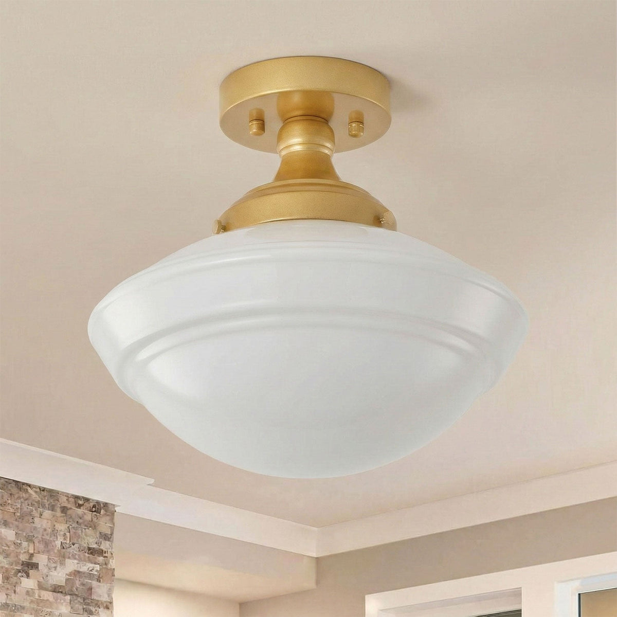 1-Light Farmhouse Semi Flush Mount Ceiling Light