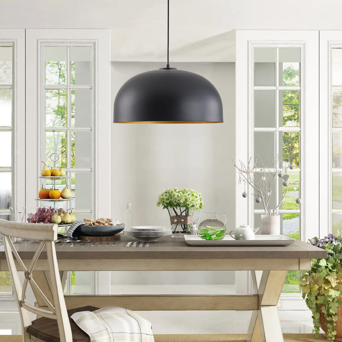 1-Light Industrial Two Sizes Bowl Shade Pendant Lighting