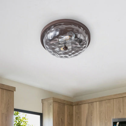 2-Lights Farmhouse Round Shape Flush Mount Lighting