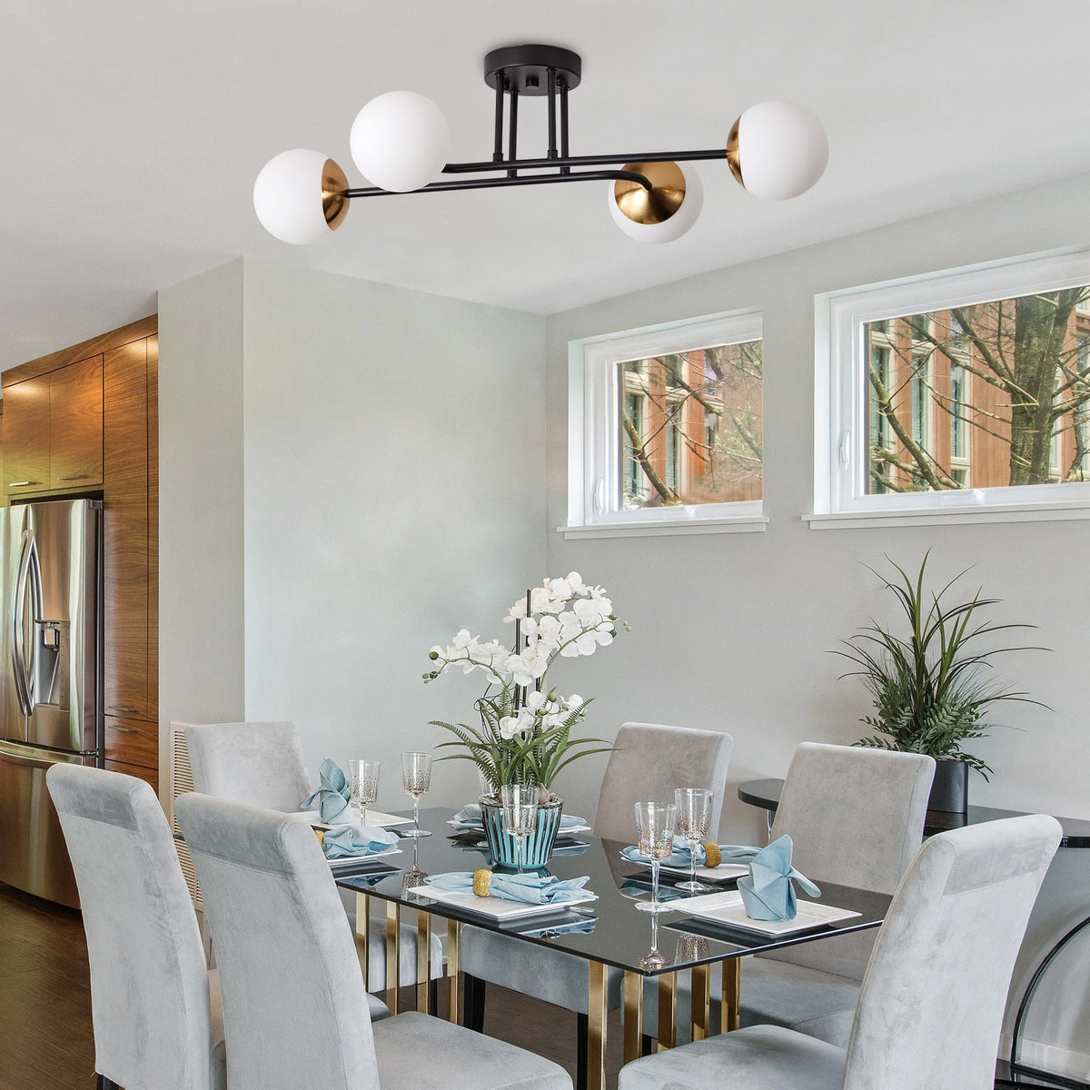 4-Lights & 6-Lights Sputnik Semi-Flush Mount Lighting