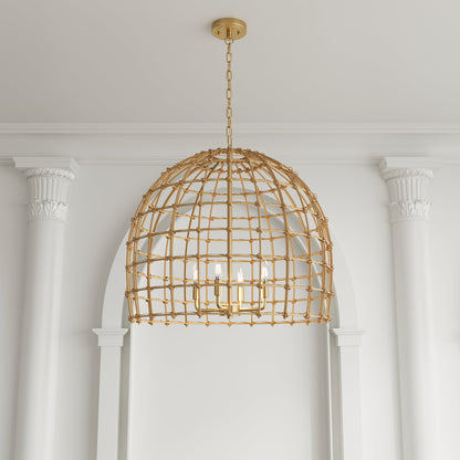 4-Lights Bell Shape with Sturdy Metal Frame Bohemia Pendant Lighting