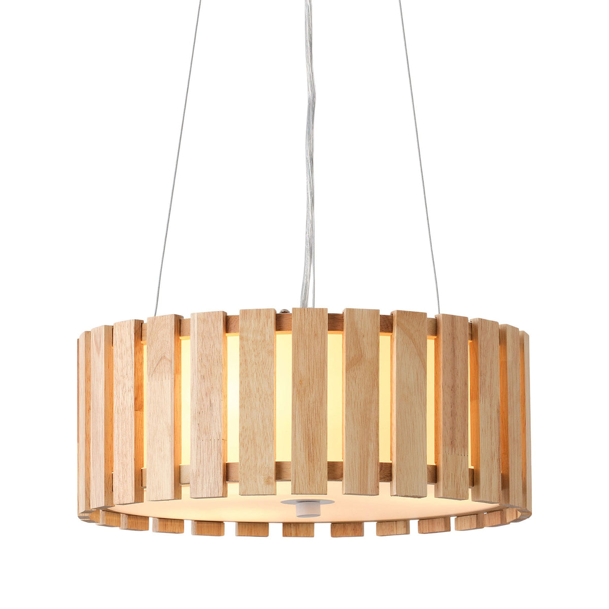3-Light Wood Farmhouse Pendant Light with White Diffuser
