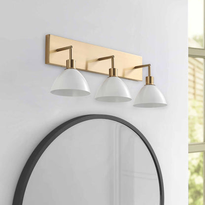 3-Lights Cream Round Shape Glass Shade Bathroom Vanity Lighting